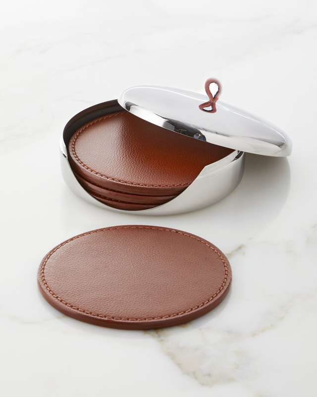 Sky Leather Coasters, Set of 4